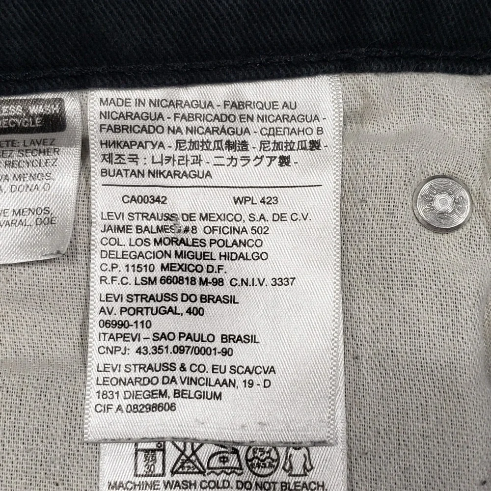 Levi's 513 Slim Straight Jeans Mens 36x32 Black Stretch Denim Pants